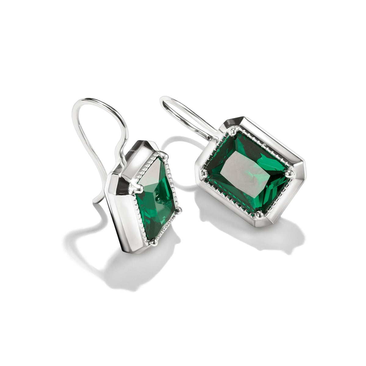 Thomas Sabo Drop Earrings with Green Octagon Stones Silver