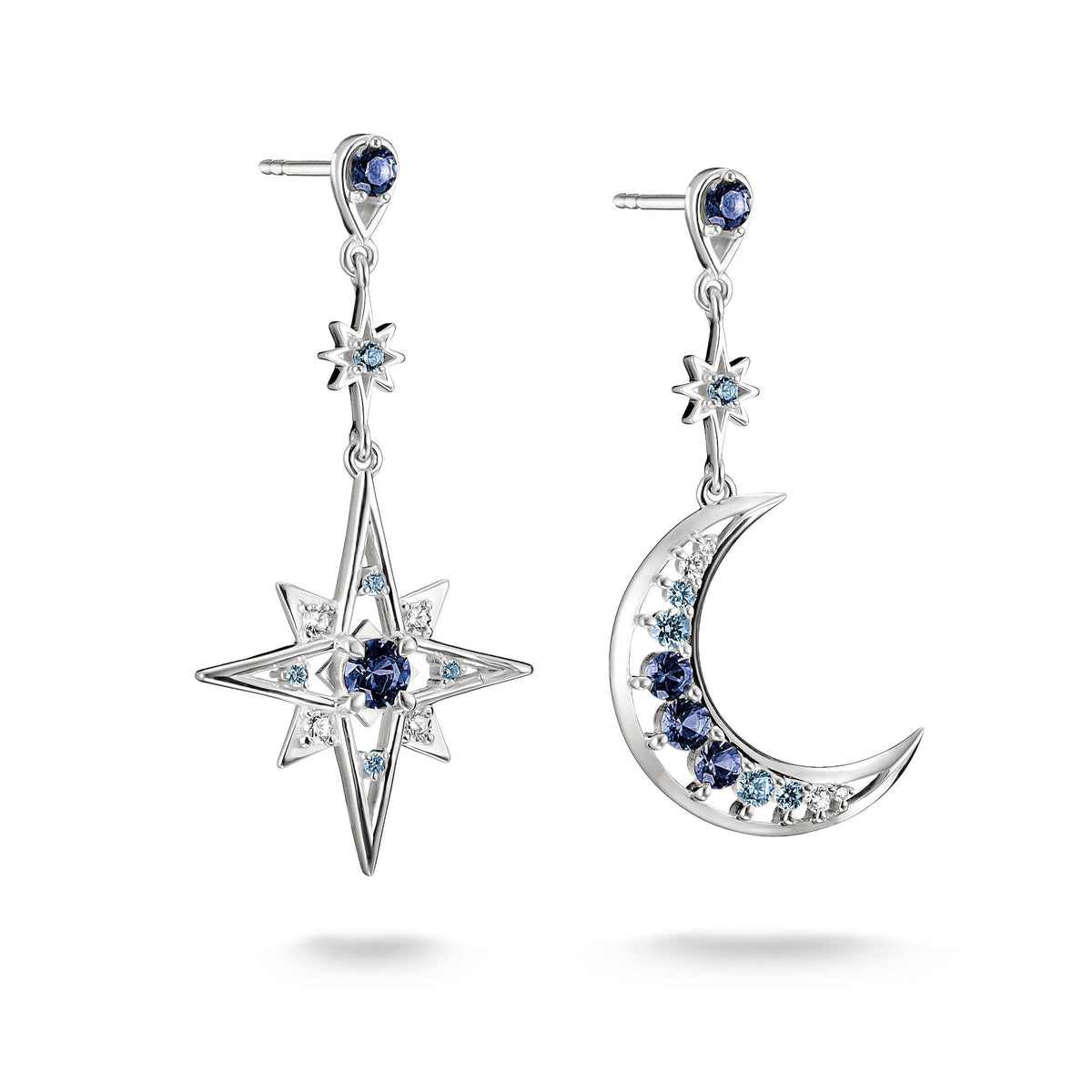 Thomas Sabo Earrings moon and star with blue stones TH2379BLU TH2379BLU front packshot