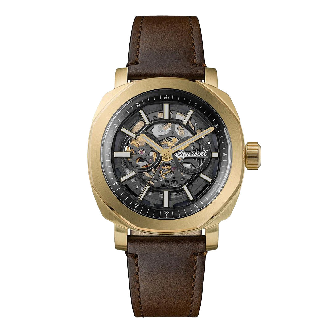 Ingersoll The Outrider 44mm Skeleton Dial Brown Leather Strap Watch