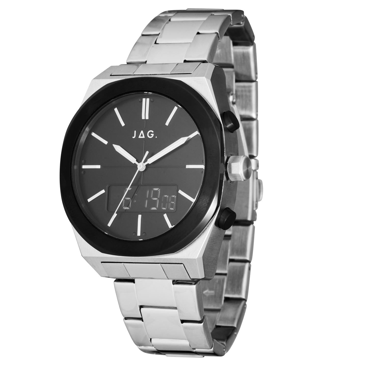 Jag Lincoln Silver 43mm Mens Watch Classic Stainless Steel Style