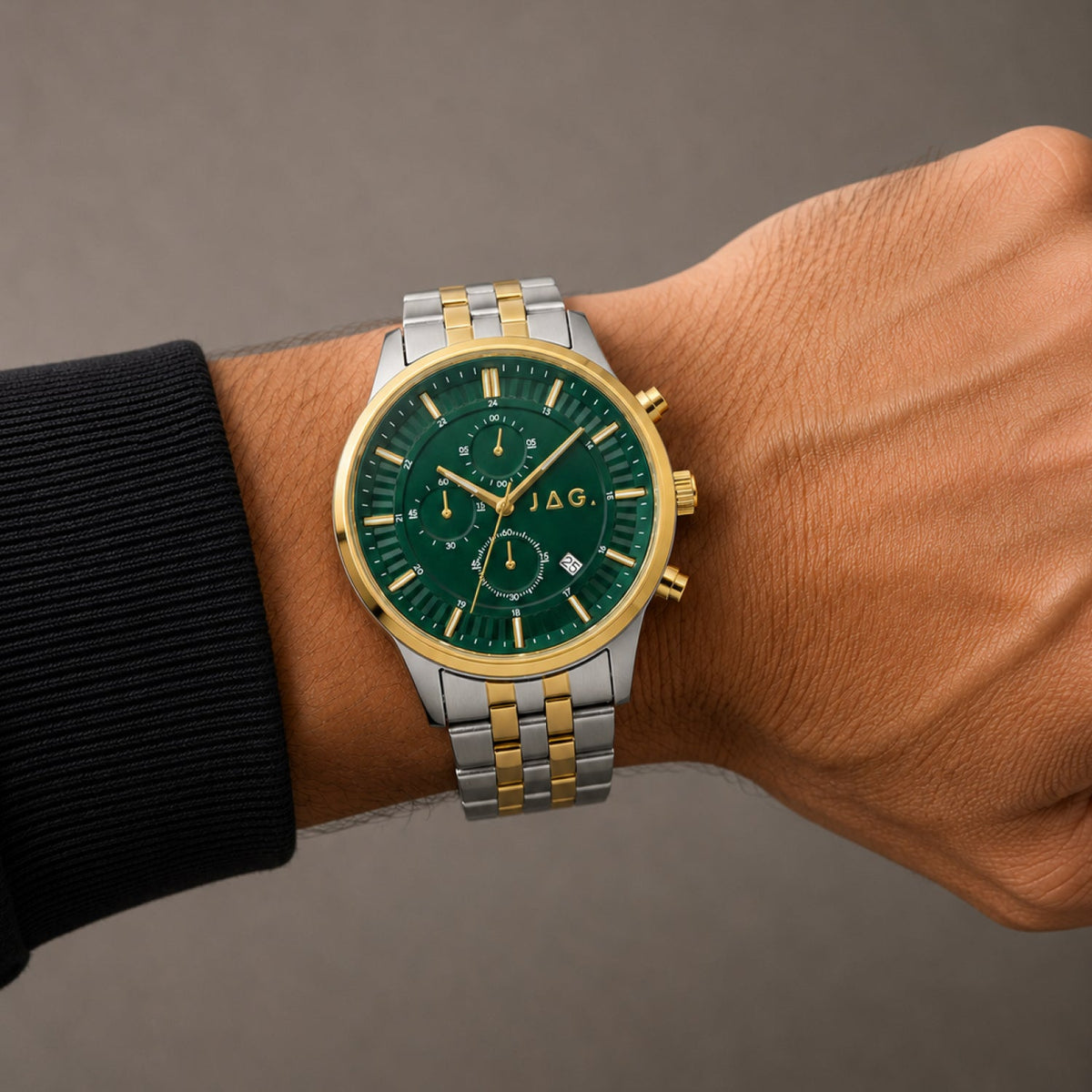 JAG Albany Mens Green Dial 45mm Two-Tone Watch J3014A