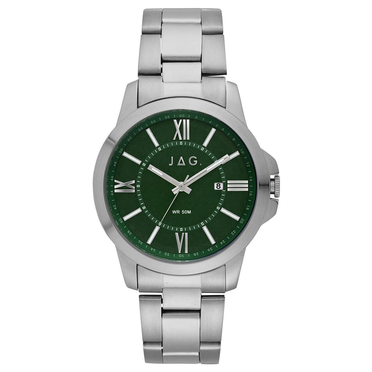 JAG Xavier Mens Green Dial 44mm Silver Watch J3052A