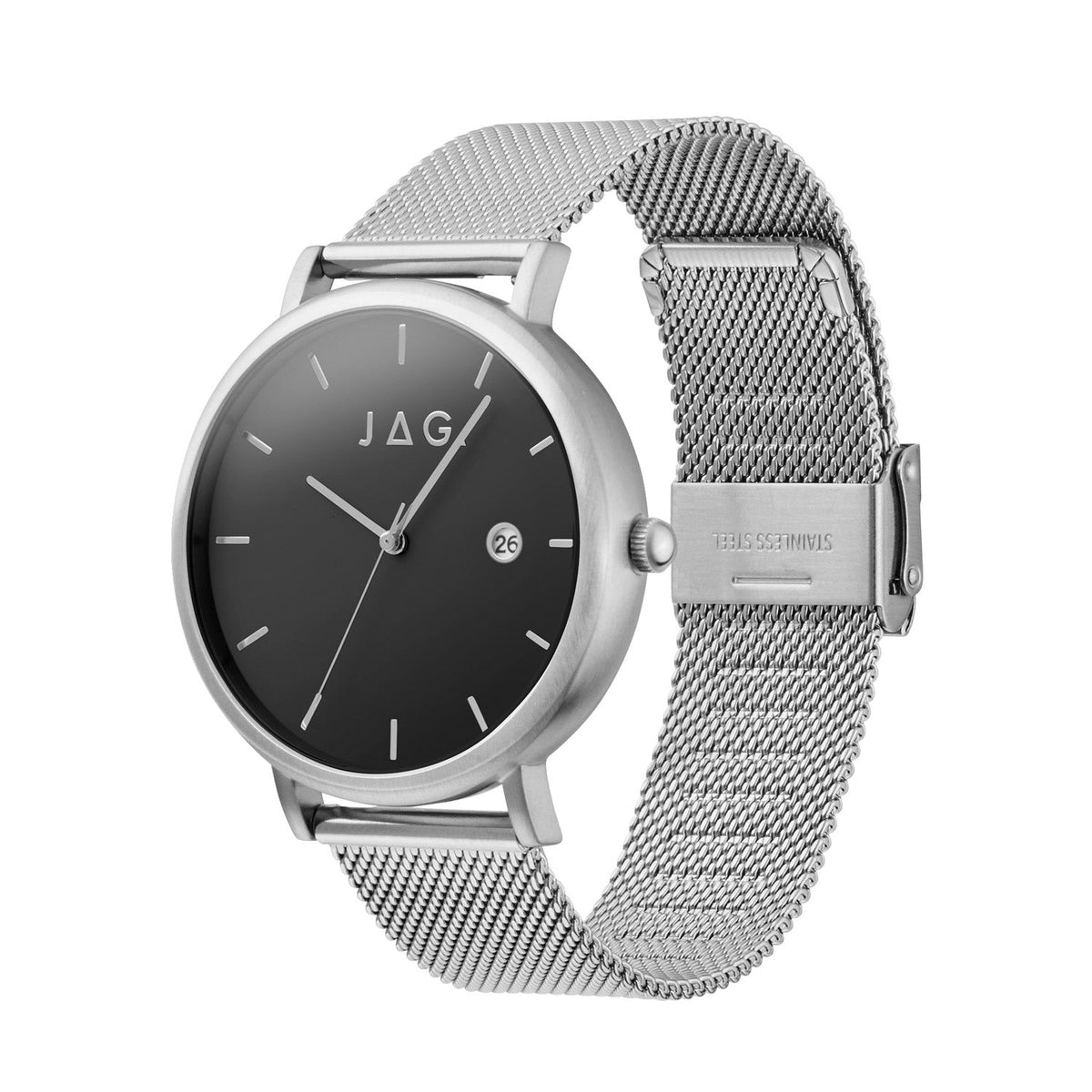 JAG Ryan Mens Black Dial 43mm Silver/Black Watch Set J3054A