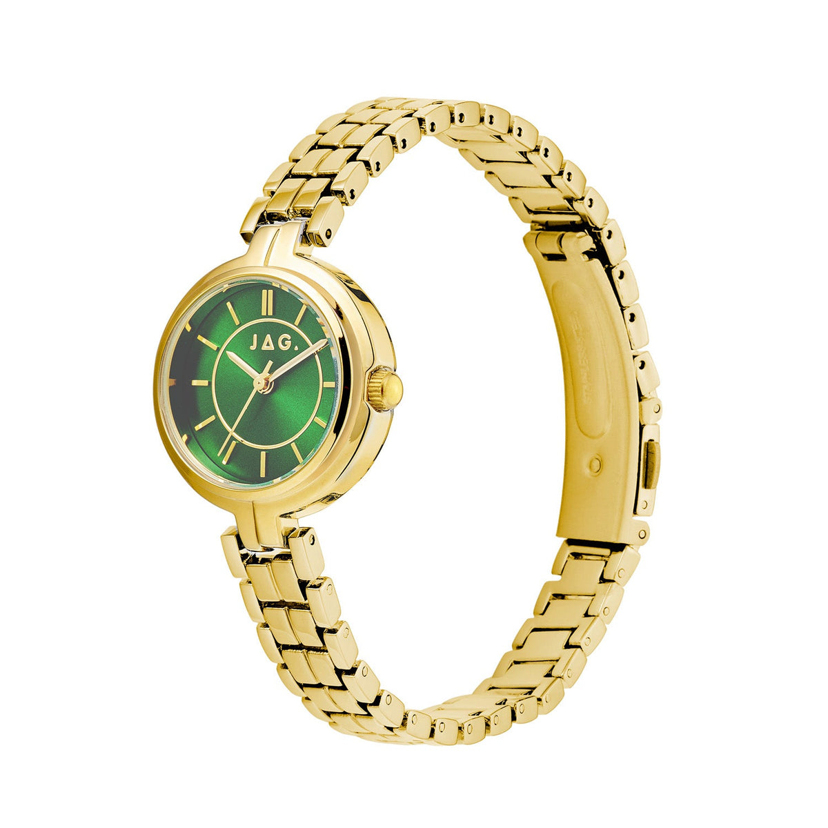Jag Kelly Green Dial Gold Steel Womens Watch J3058A view 3