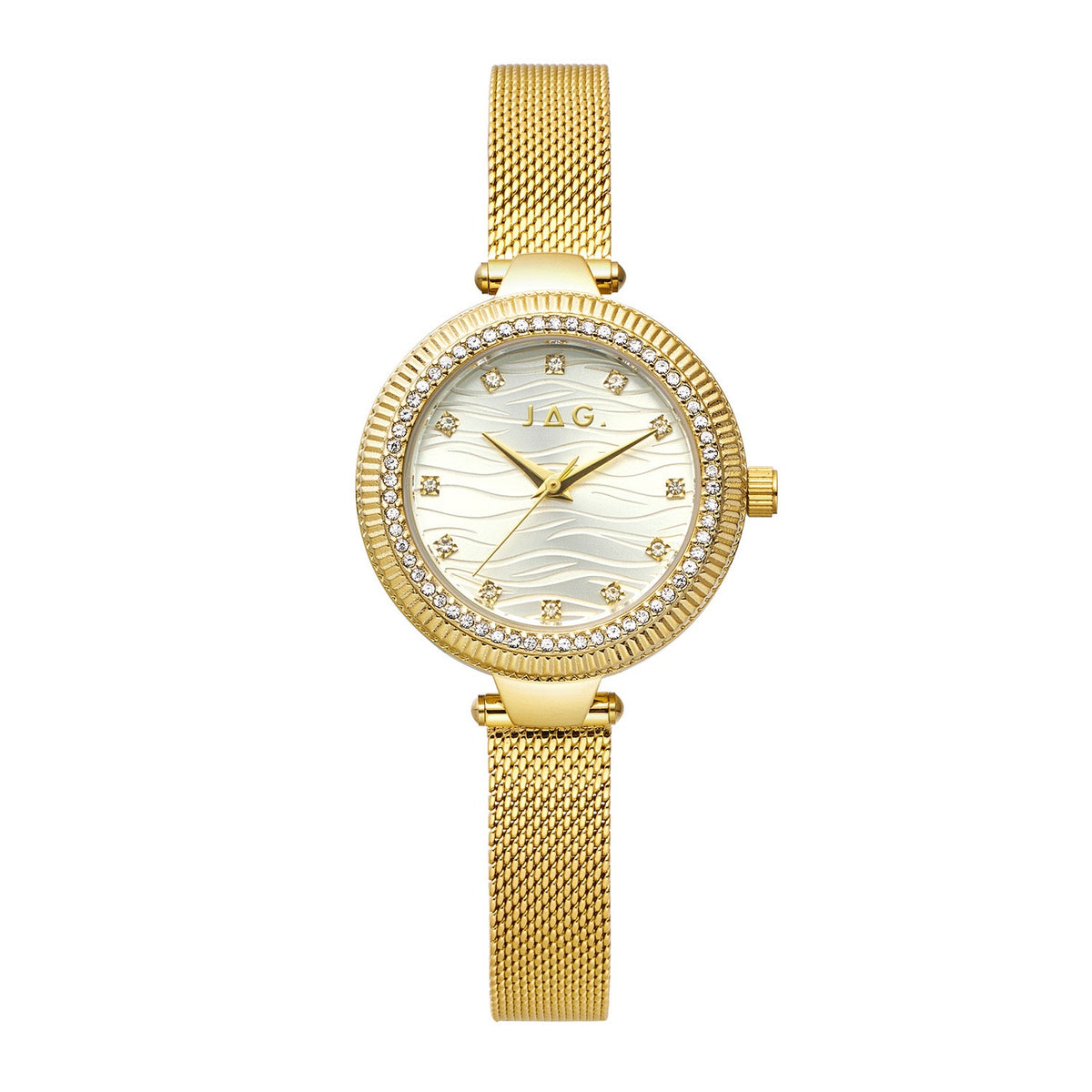 Jag Maddy Gold Dial Gold Steel Womens Watch J3067A front packshot