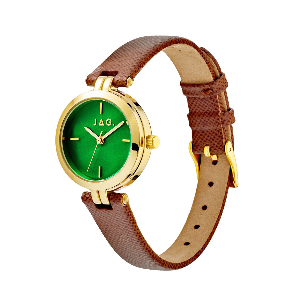 Jag Freya Green Dial Brown Leather Womens Watch J3123 view 3