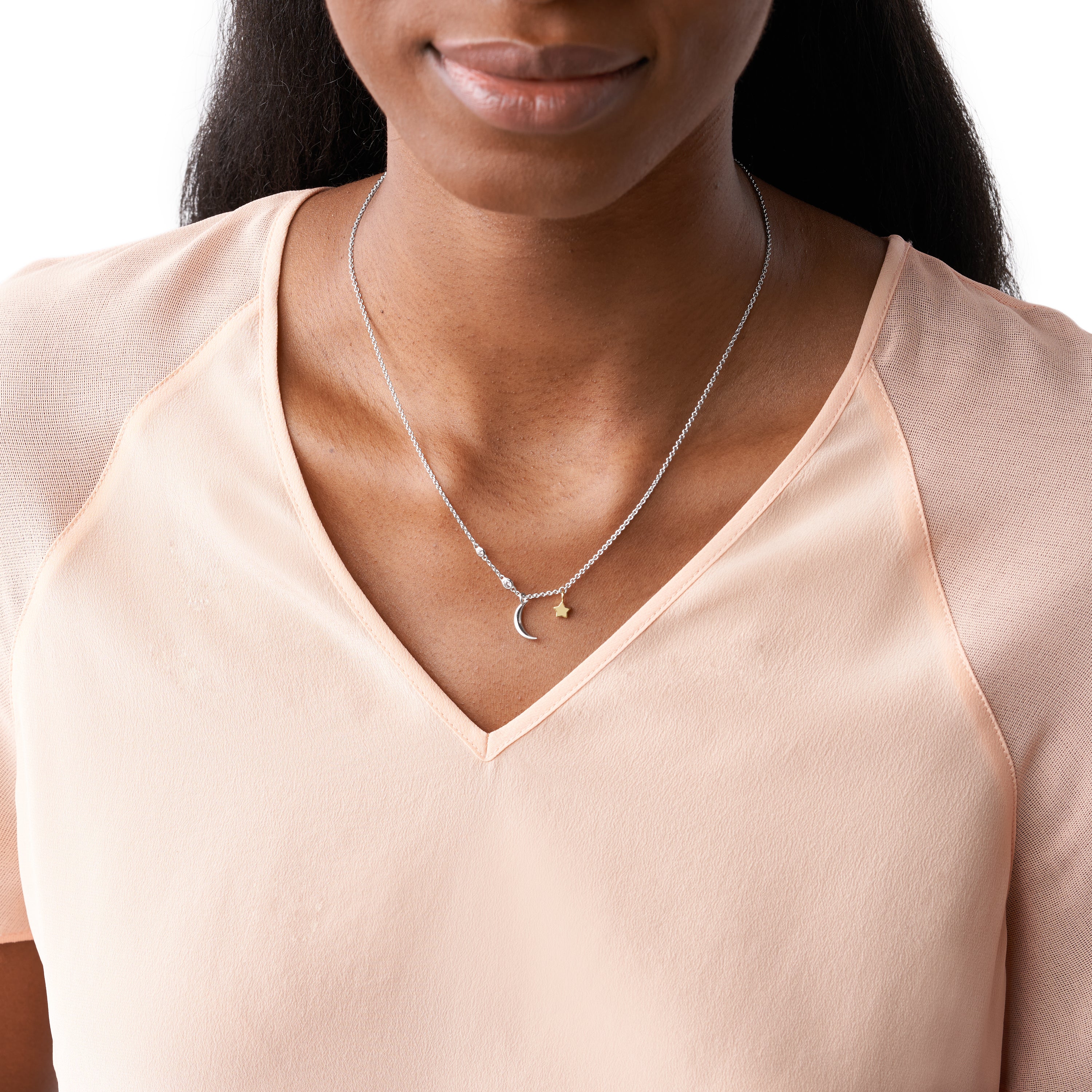 Fossil Sterling Two Tone Necklace JFS00432998
