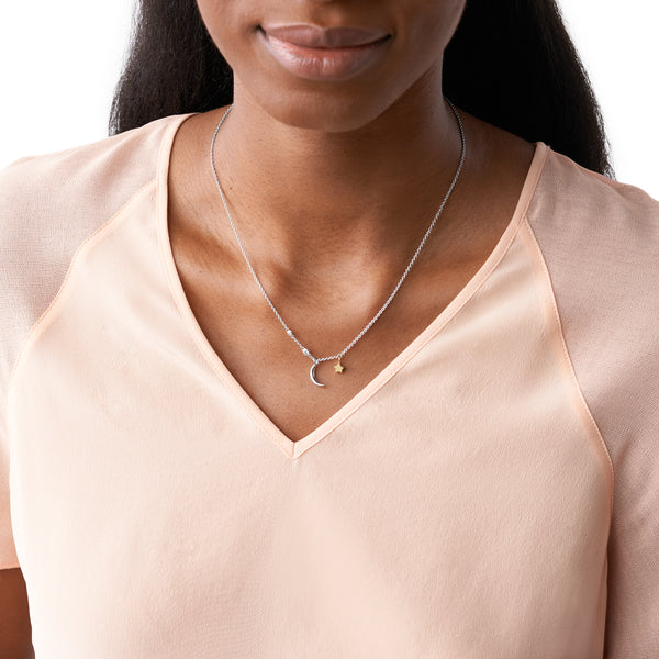 Fossil Sterling Two Tone Necklace JFS00432998
