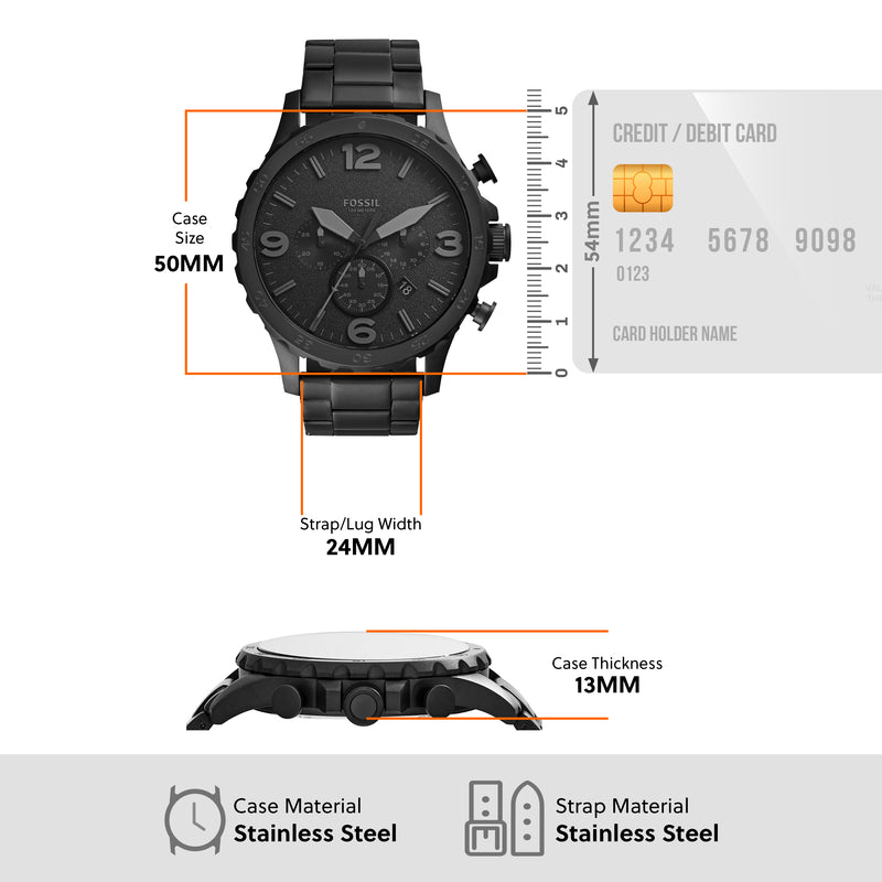 Adventure-Ready Fossil Nate Black Dial Chronograph Men's Watch JR1401