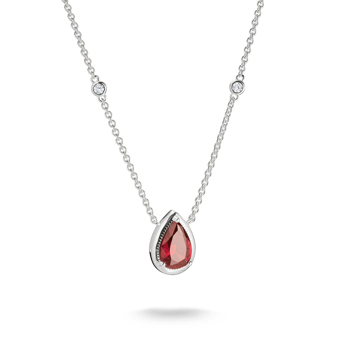 Thomas Sabo Necklace with Red Teardrop Stone Silver