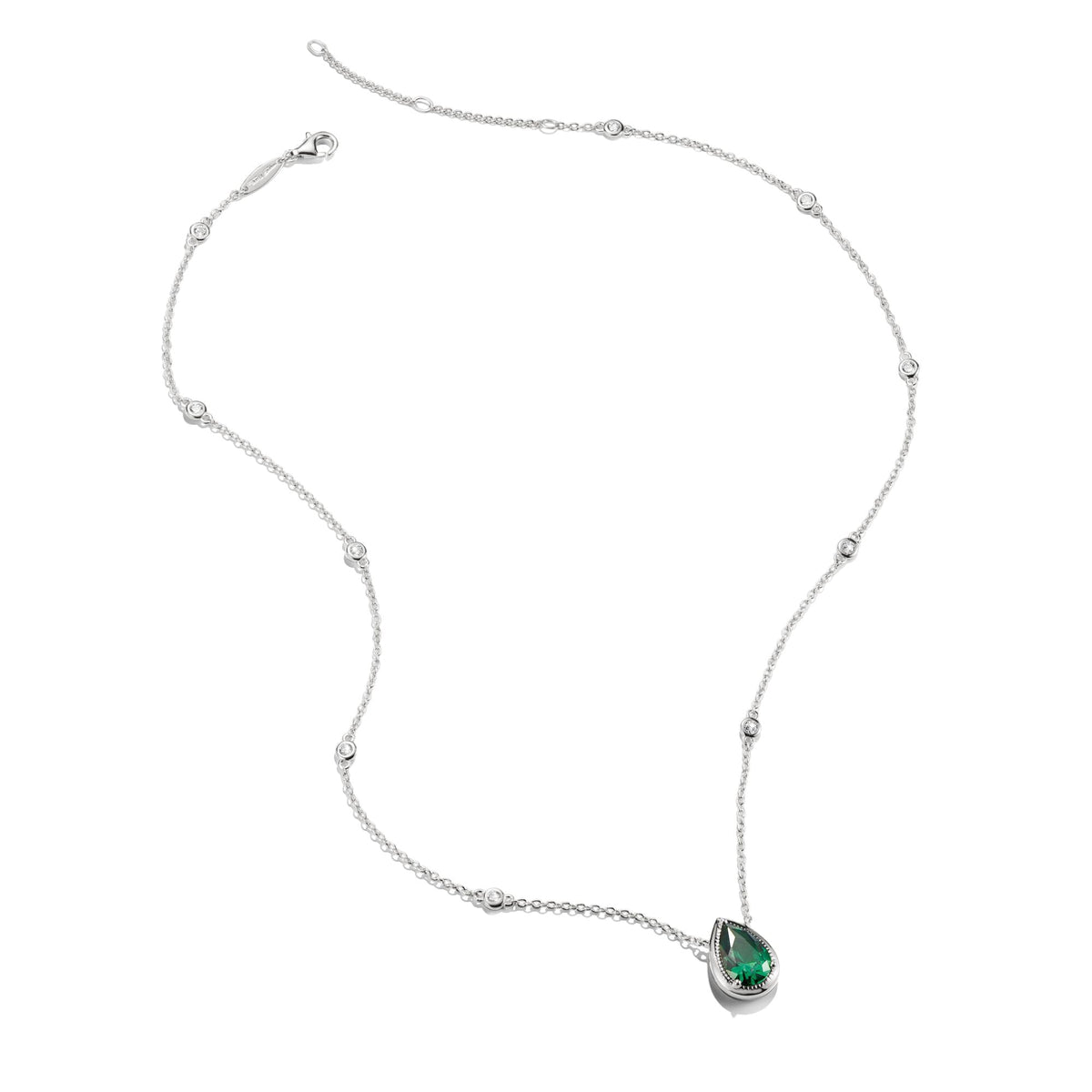 Thomas Sabo Necklace with Green Teardrop Stone Silver