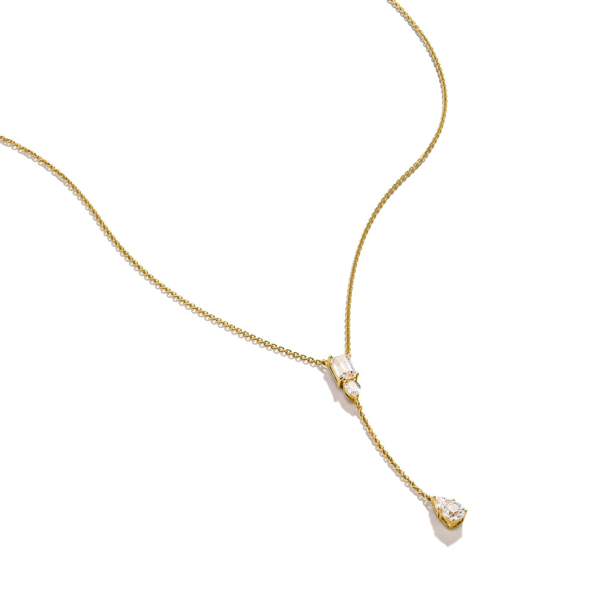 THOMAS SABO Y Necklace with White Zirconia Stones Gold