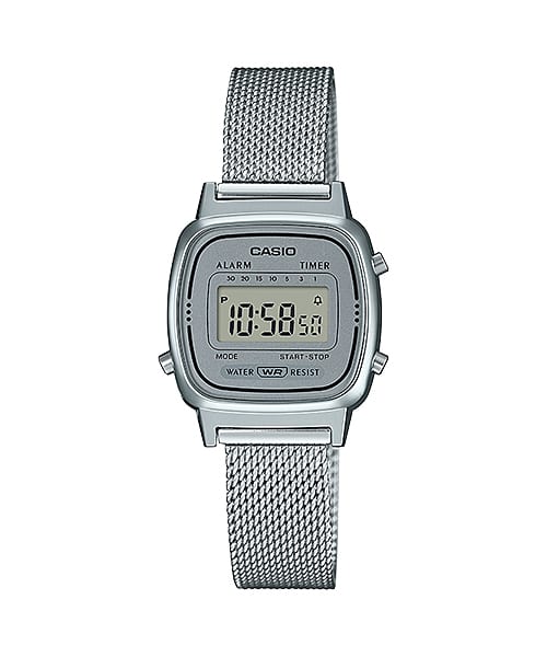 Casio Vintage Silver Stainless Steel Mesh Band Watch LA670WEM-7D