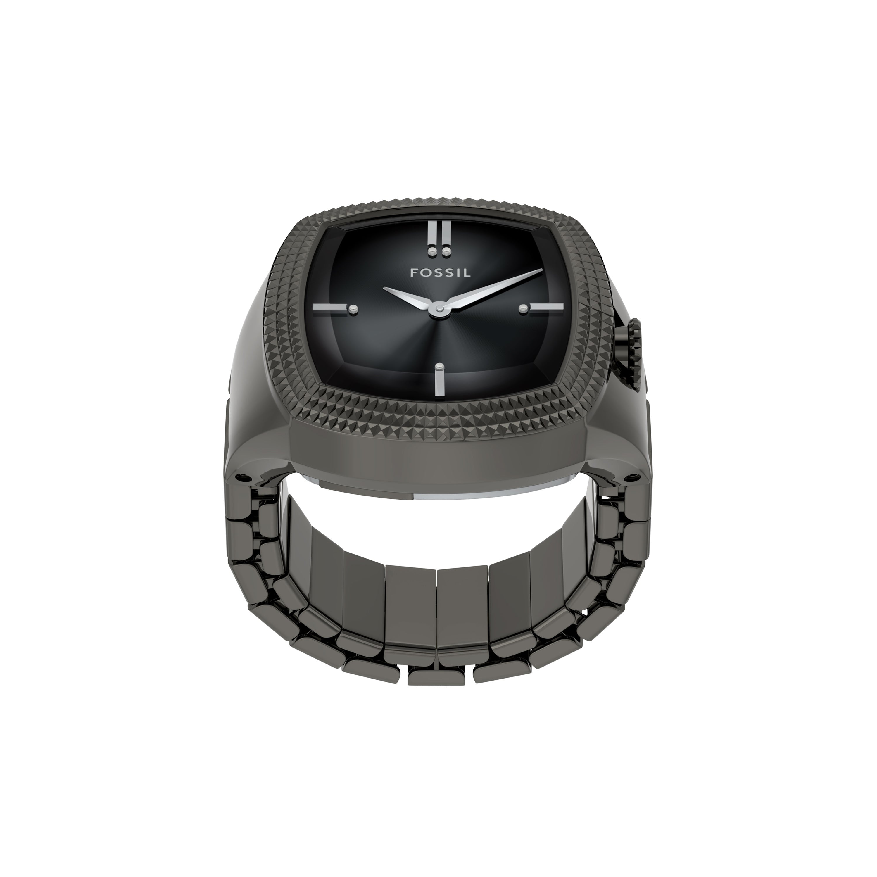 Fossil Machine Luxe Black Dial Gunmetal Stainless Steel Watch Ring LE1212