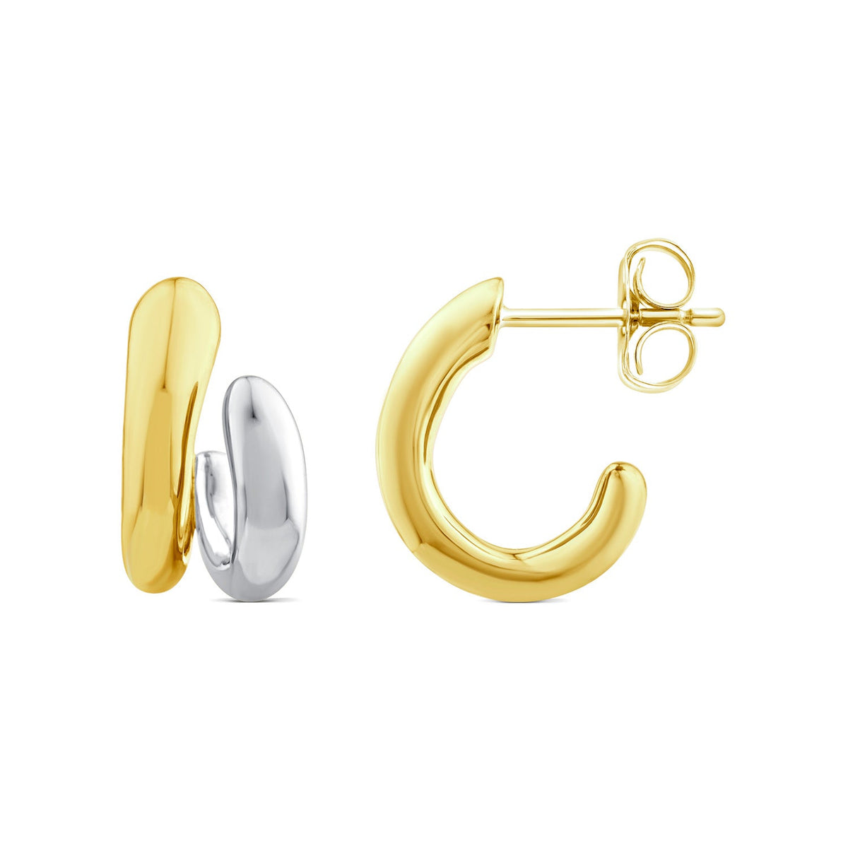 22K Gold Vermeil & Silver Two-Tone Earrings