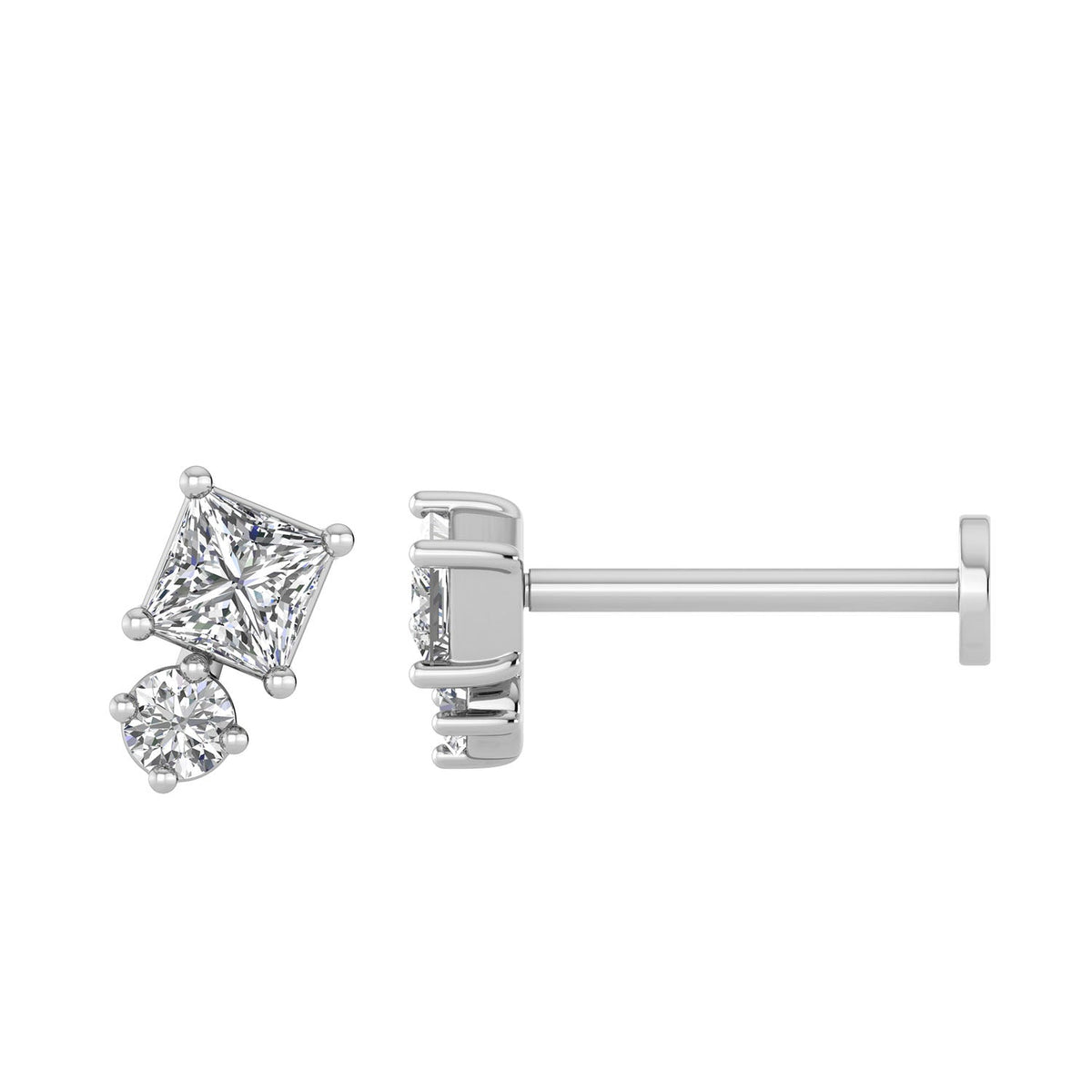 0.10ct Lab Grown Diamond Flat Back Earring in 9K White Gold