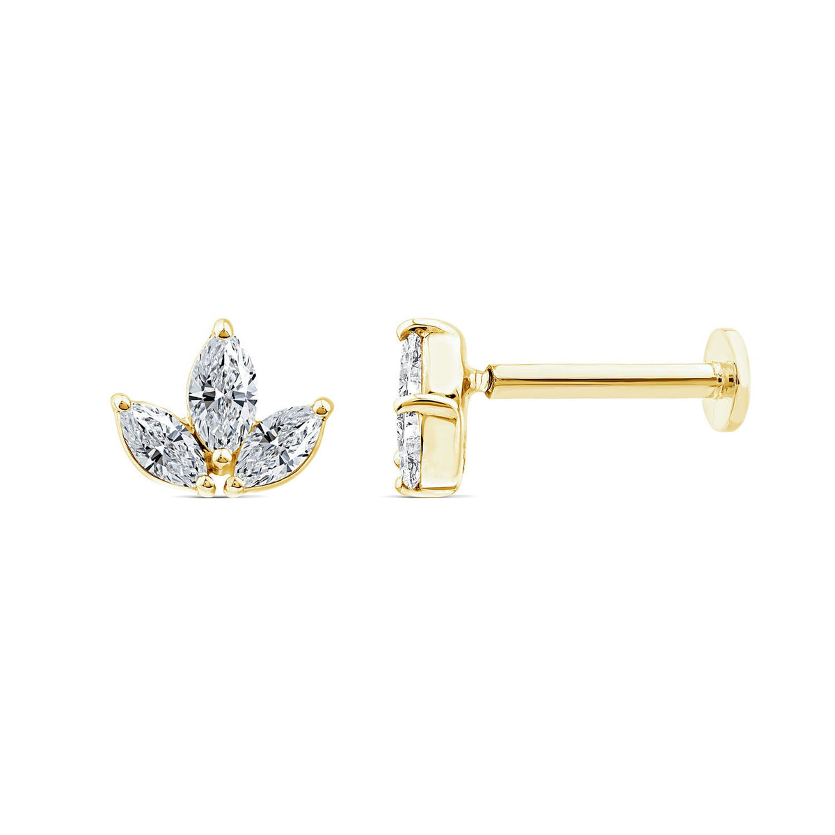0.12ct Lab Grown Diamond Flat Back Earring in 9K Yellow Gold LGEF-10447-Y