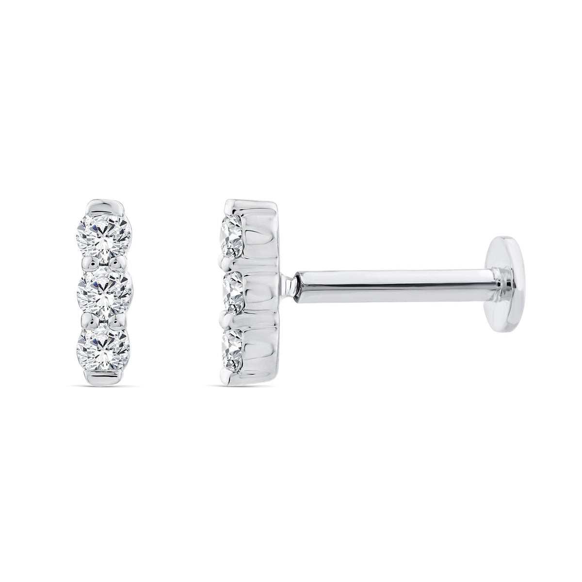 0.05ct Lab Grown Diamond Flat Back Earring in 9K White Gold LGEF-10449-W