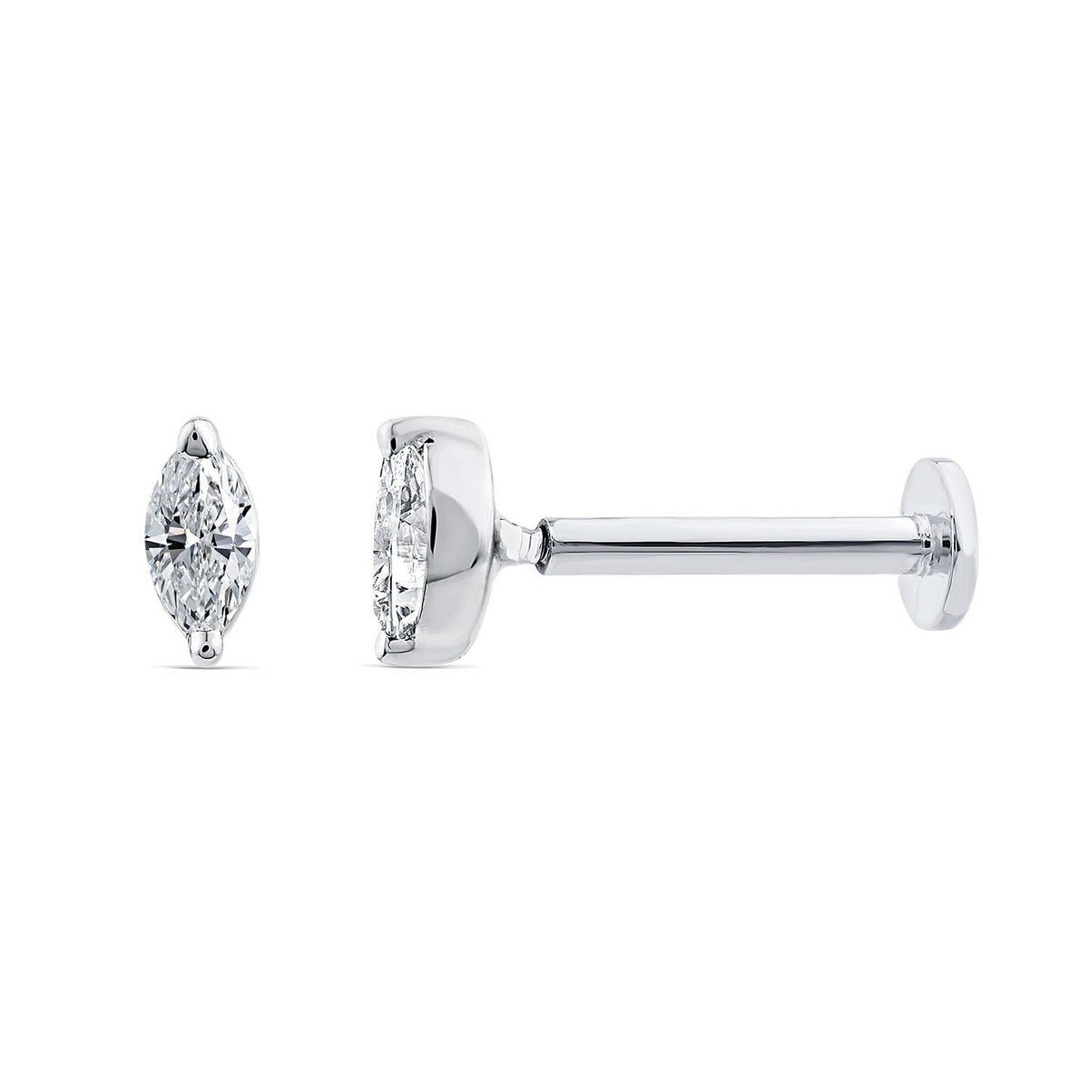 0.05ct Lab Grown Diamond Flat Back Earring in 9K White Gold LGEF-10450-W