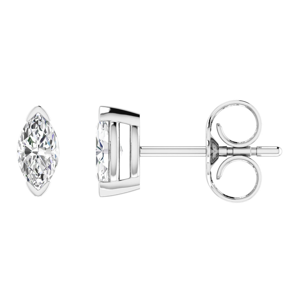 0.50ct Marquise Lab Grown Diamond Stud Earrings in 9K White Gold