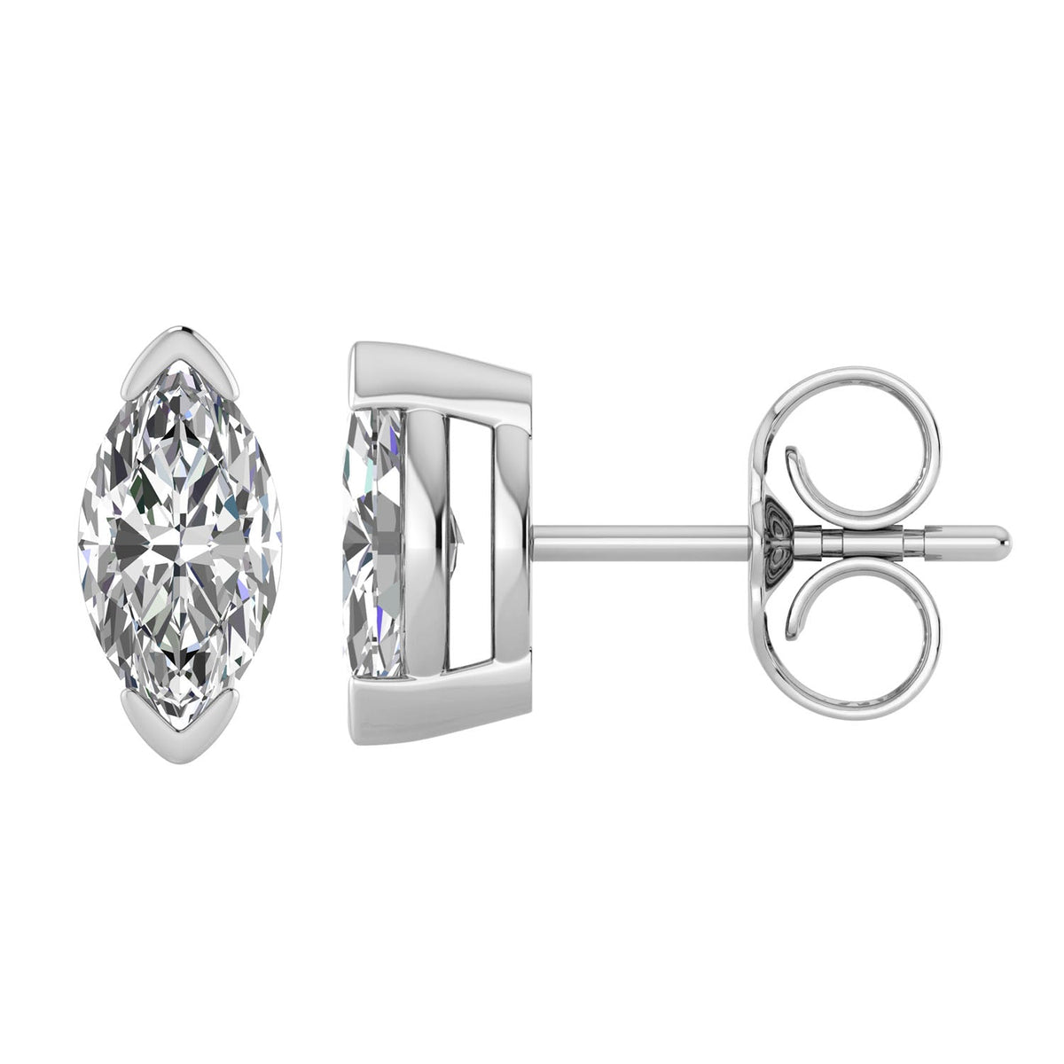1.00ct Marquise Lab Grown Diamond Stud Earrings in 9K White Gold