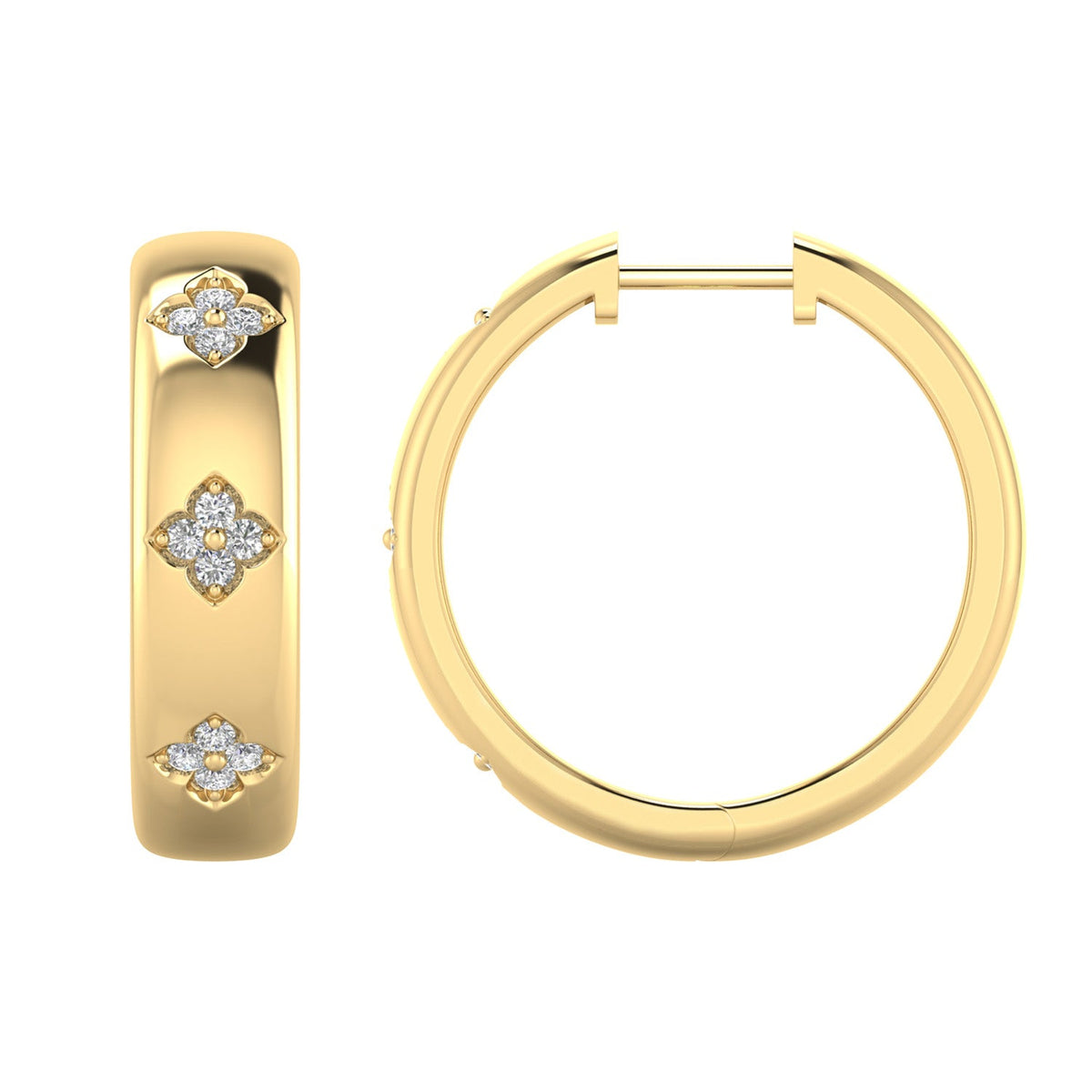 22K Gold Vermeil 0.20ct Lab Grown Diamond 21.2mm Hoop Earrings
