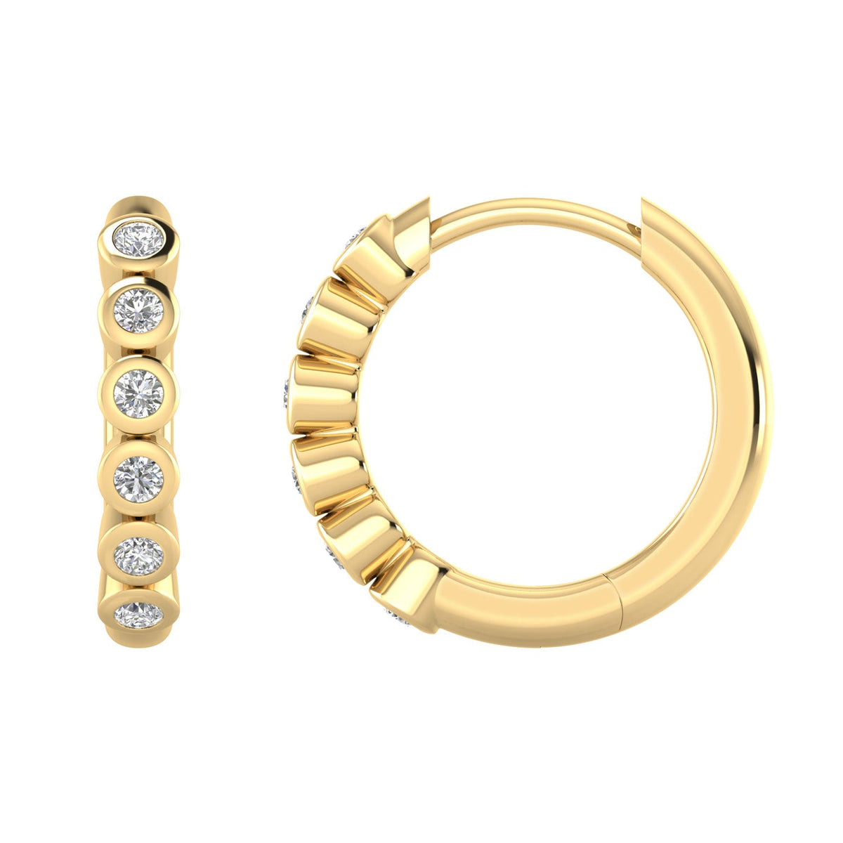22K Gold Vermeil 0.15ct Lab Grown Diamond 12.6mm Hoop Earrings