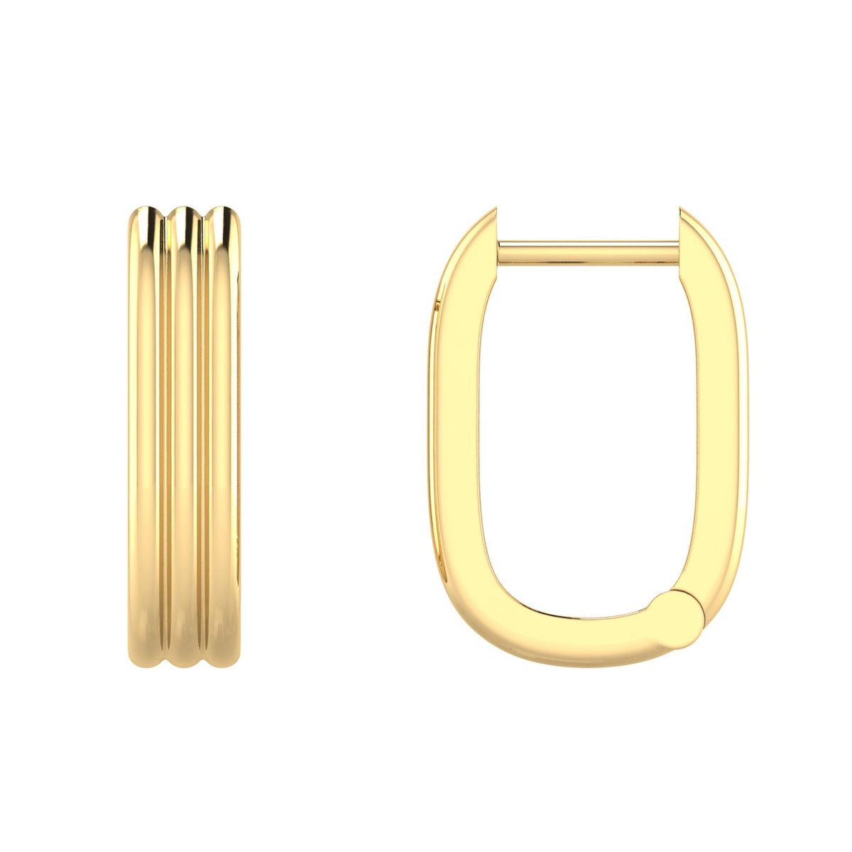 22K Gold Vermeil Hoop Earrings Rect 15mm Hoop Earrings