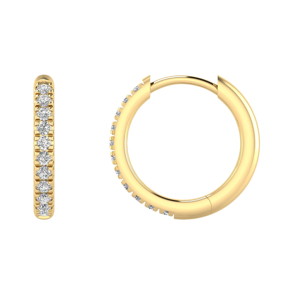 22K Gold Vermeil 0.25ct Lab Grown Diamond 13.2mm Hoop Earrings