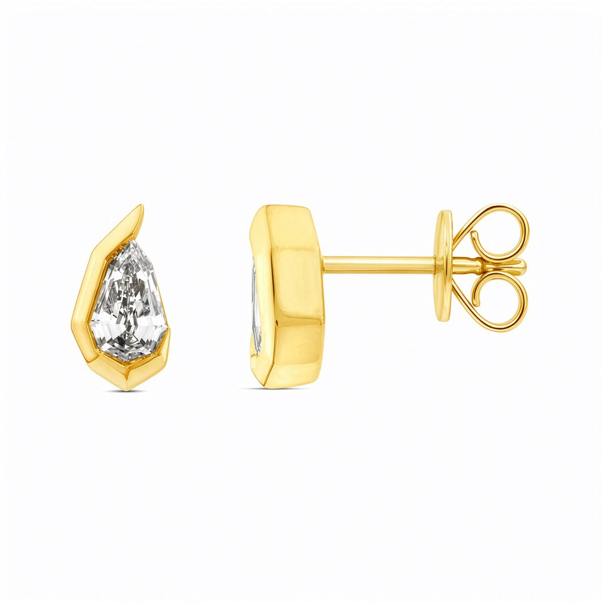 0.60ct Pear Lab Grown Diamond Asterly Stud Earrings in 9K Yellow Gold