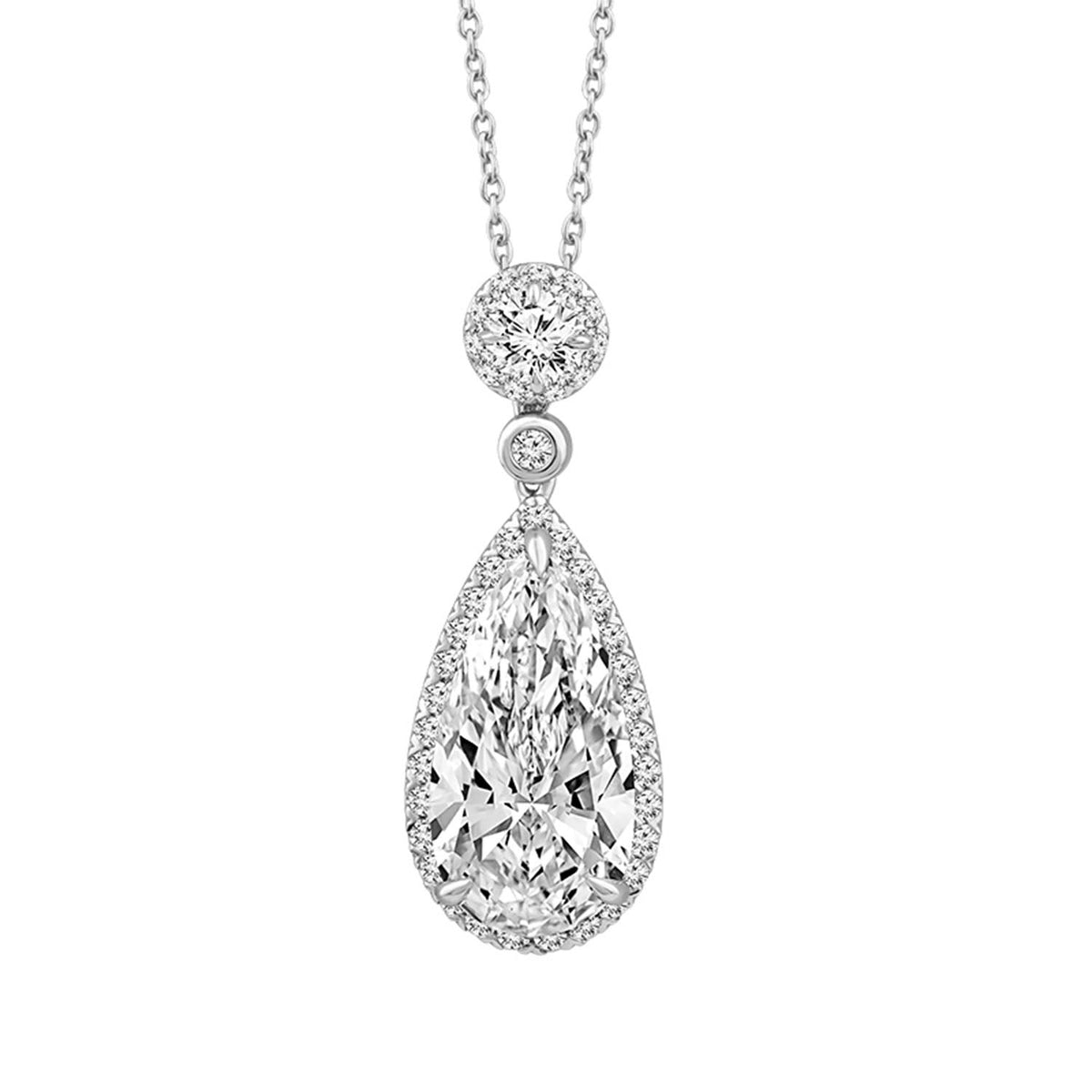 3.45ct Elongated Pear Lab Grown Diamond Necklace in 18K White Gold