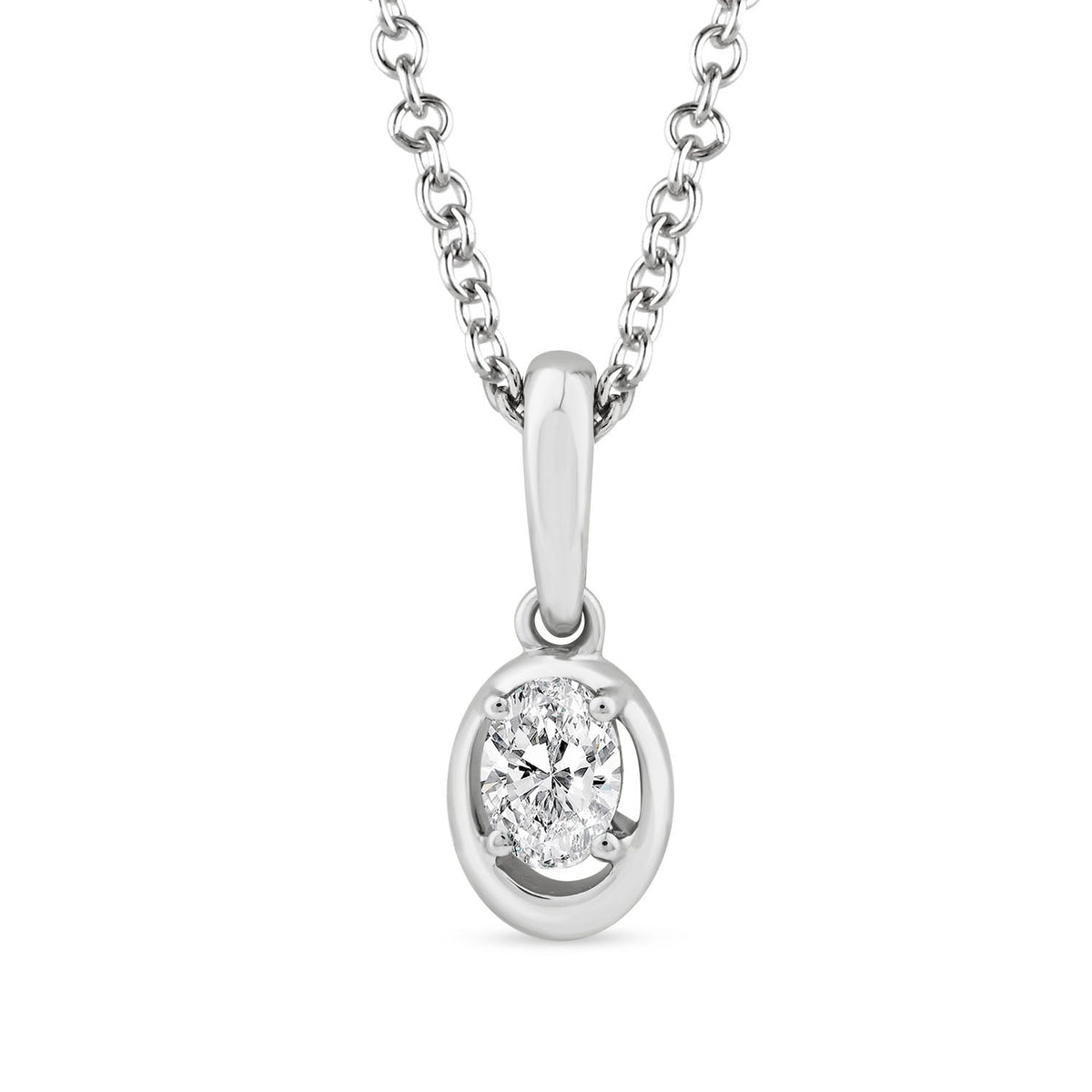 0.15ct Oval Lab Grown Diamond Necklace in 9K White Gold