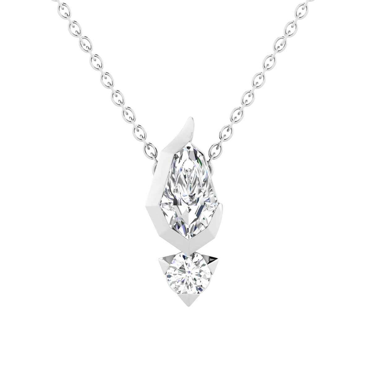 0.60ct Pear Lab Grown Diamond Asterly Necklace in 9K White Gold