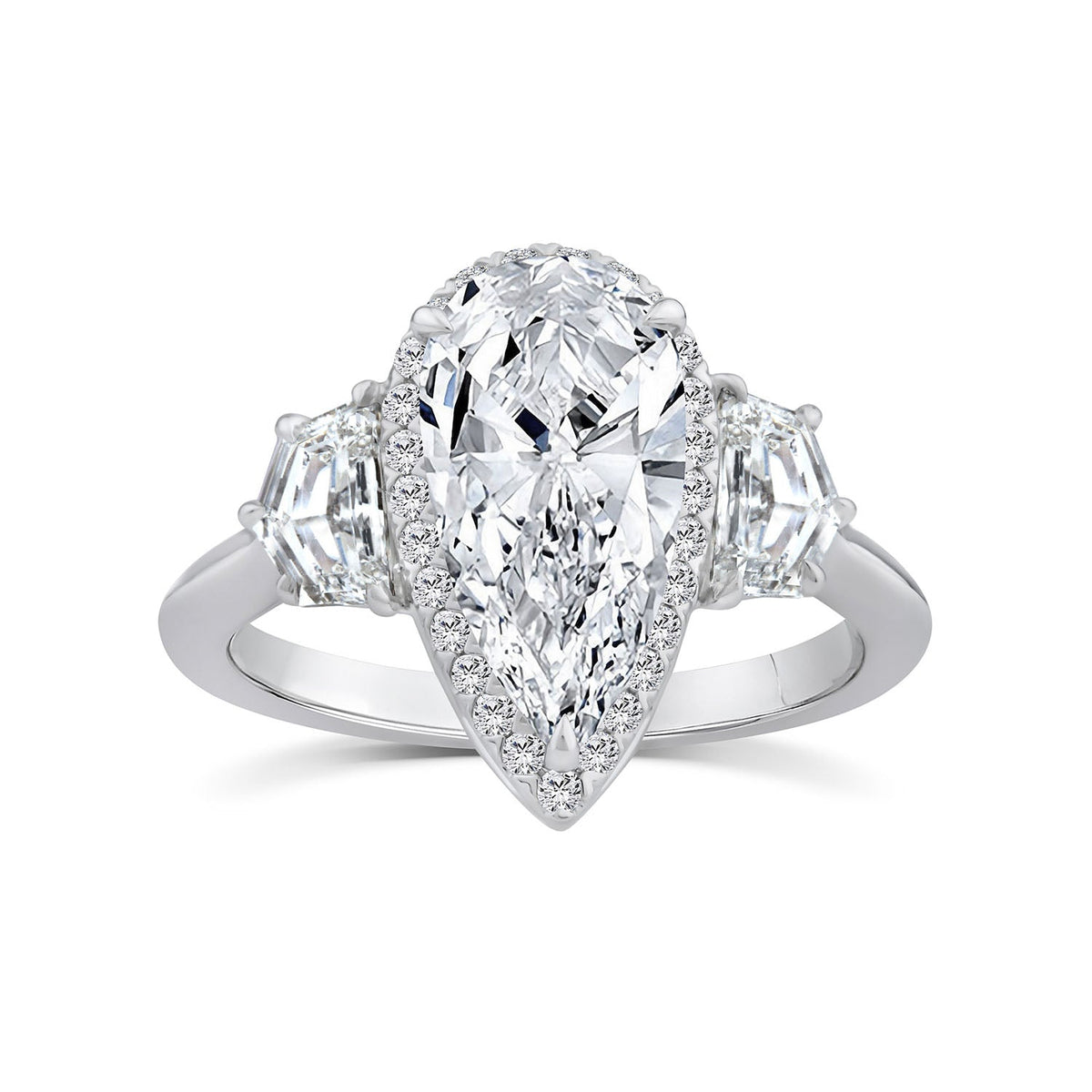 3.48ct Elongated Pear Lab Grown Diamond Ring in Platinum