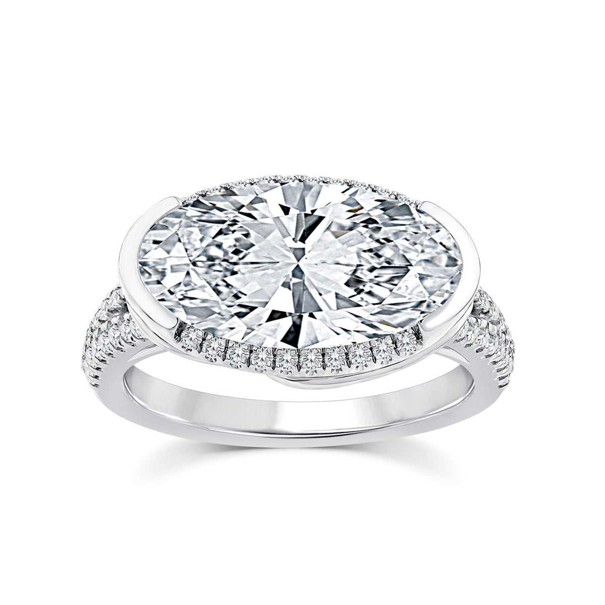 4.33ct Elongated Oval Lab Grown Diamond Ring in Platinum