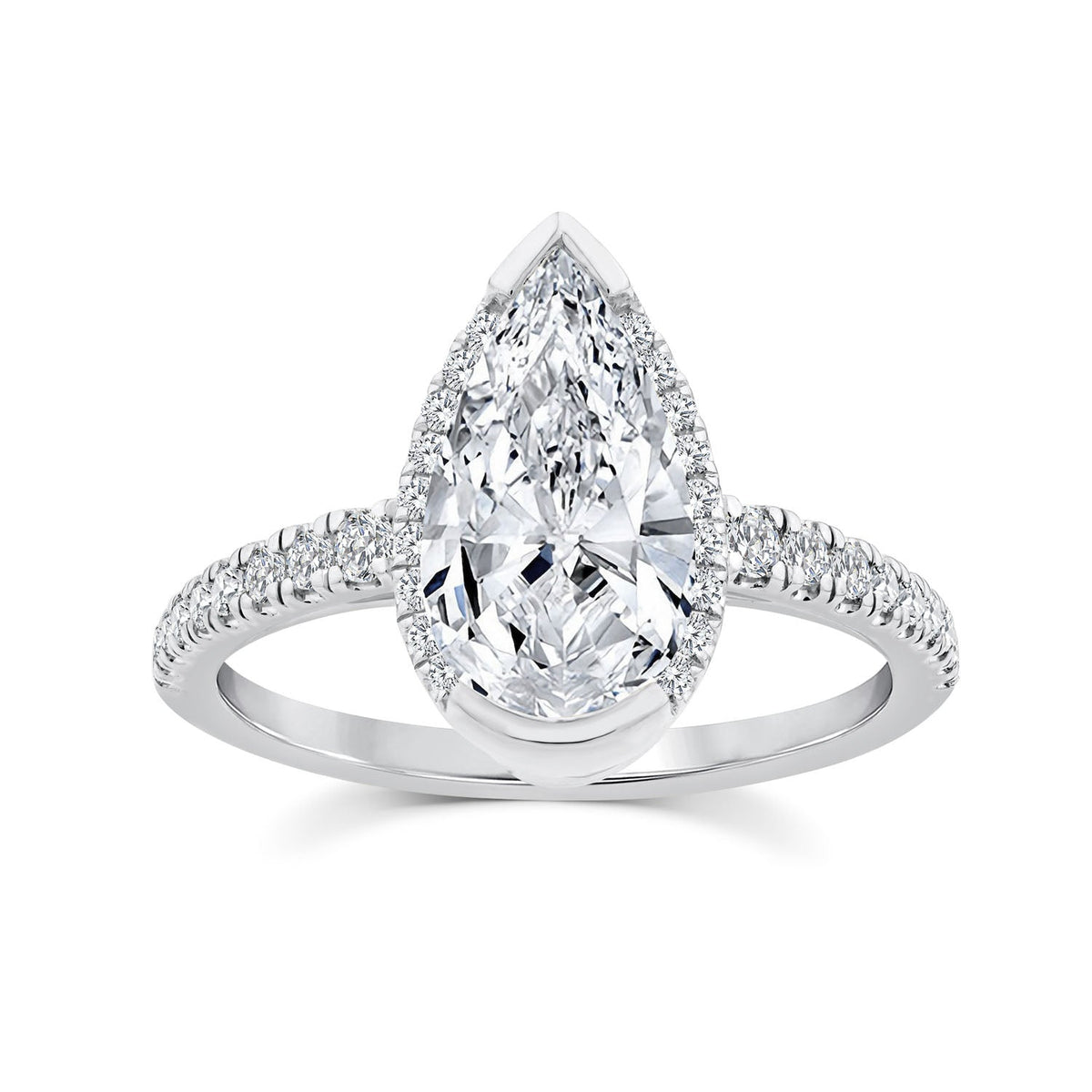 2.30ct Elongated Pear Lab Grown Diamond Ring in Platinum