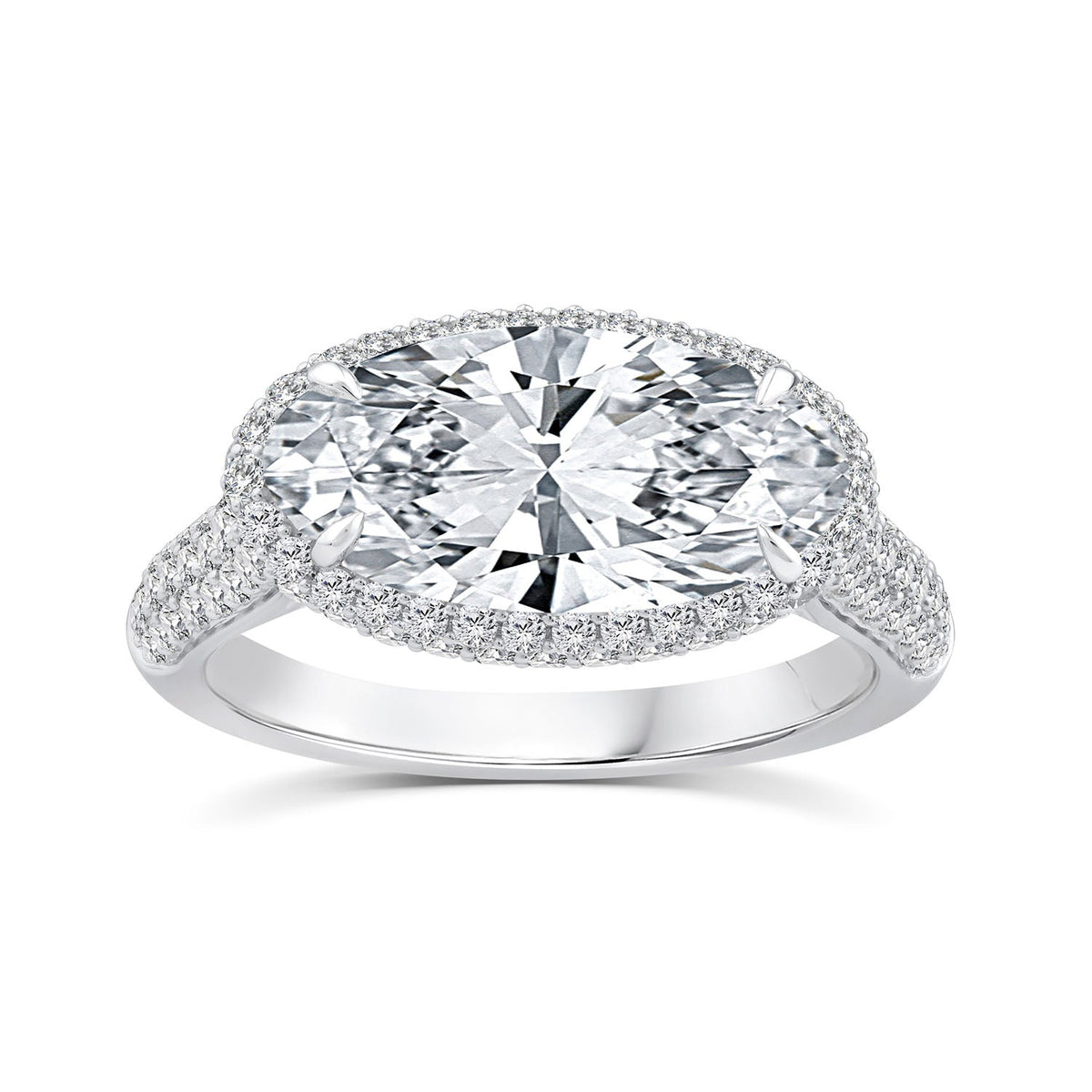 3.75ct Elongated Oval Lab Grown Diamond Ring in Platinum