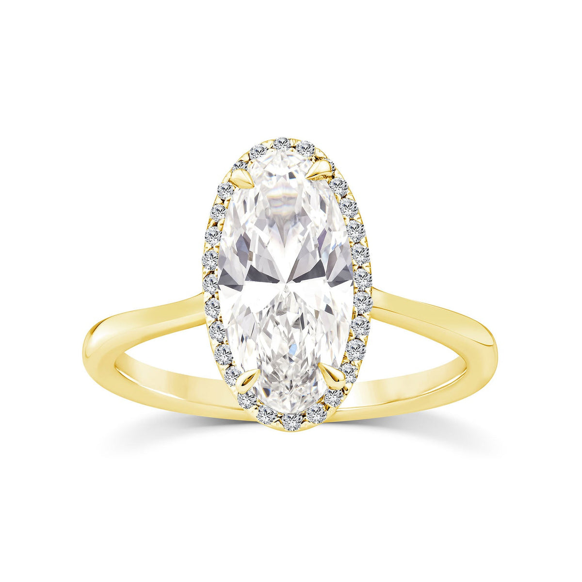 2.10ct Elongated Oval Lab Grown Diamond Ring in 18K Yellow Gold