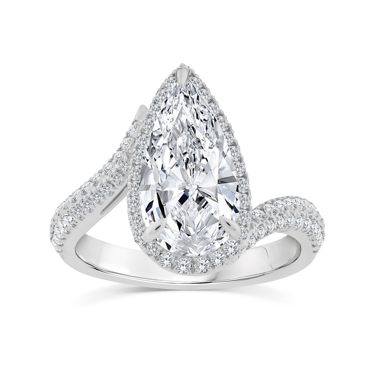 3.56ct Elongated Pear Lab Grown Diamond Ring in Platinum