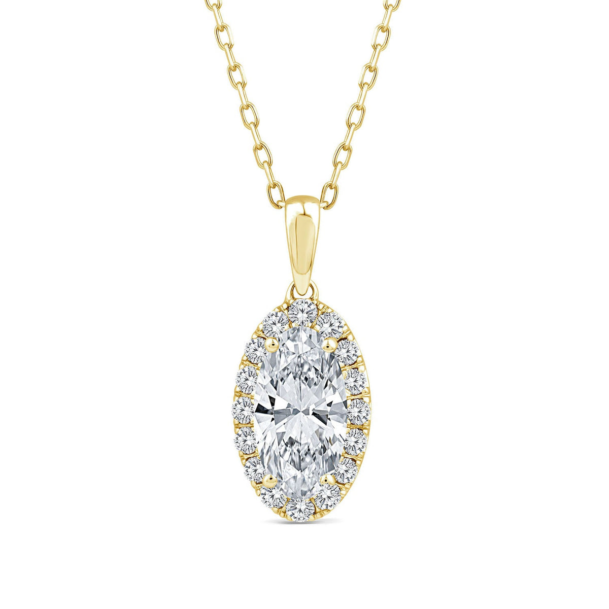 1.23ct Elongated Oval Lab Grown Diamond Necklace in 18K Yellow Gold