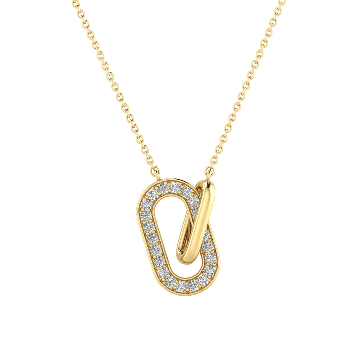 22K Gold Vermeil 0.33ct Lab Grown Diamond Necklace 40-45cm LGPF-11564-Y