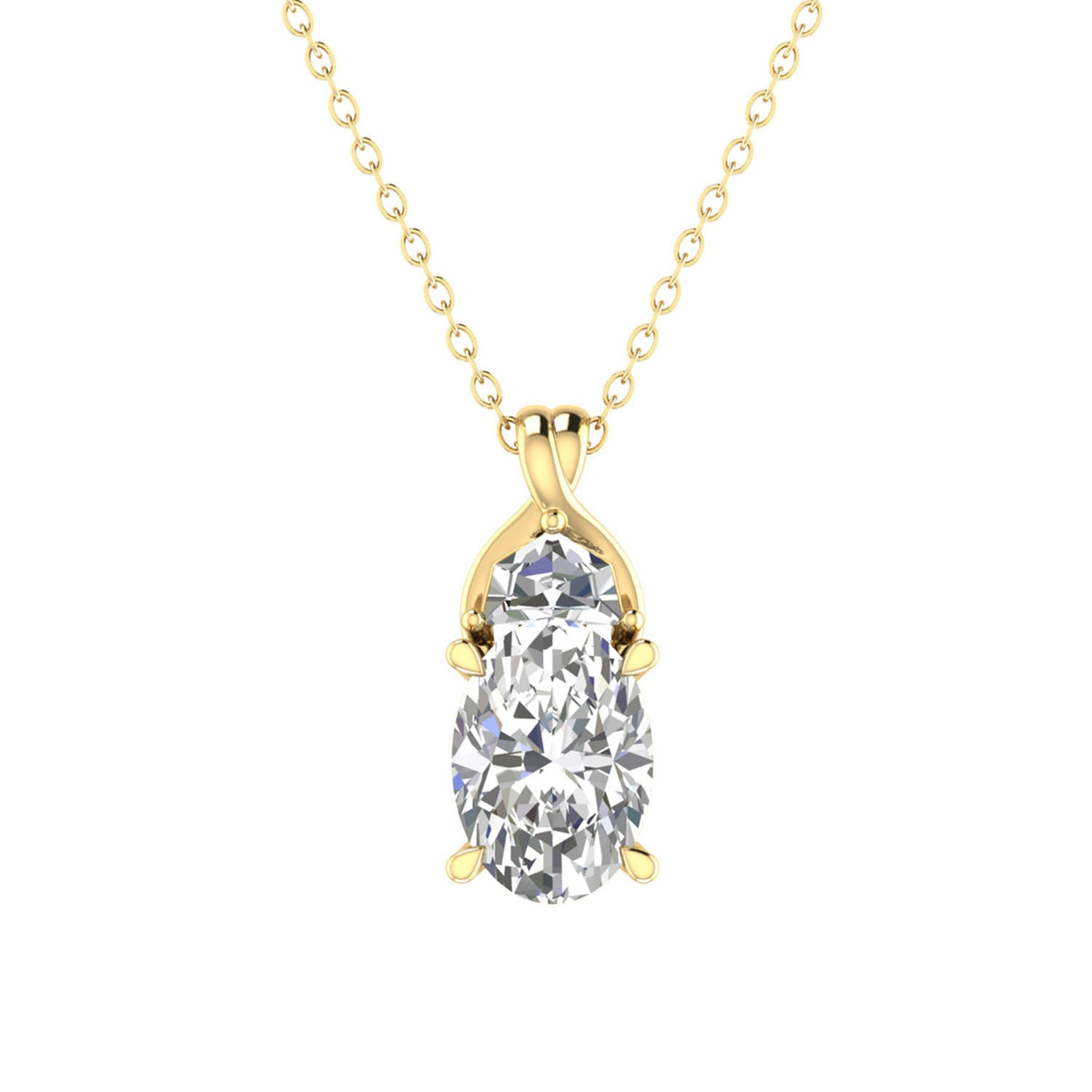 1.68ct Oval Lab Grown Diamond Necklace in 9K Yellow Gold