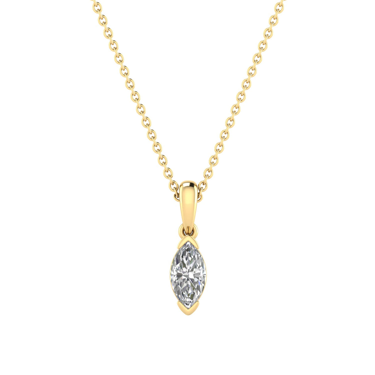 0.50ct Marquise Lab Grown Diamond Necklace in 9K Yellow Gold