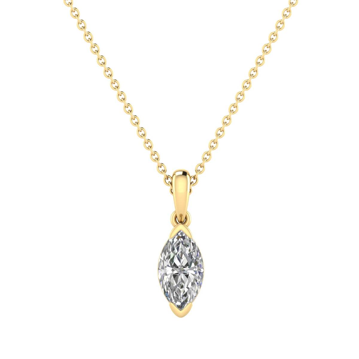 1.00ct Marquise Lab Grown Diamond Necklace in 9K Yellow Gold