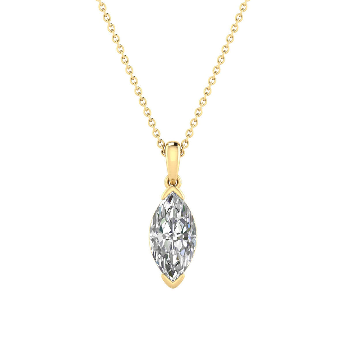 2.00ct Marquise Lab Grown Diamond Necklace in 9K Yellow Gold