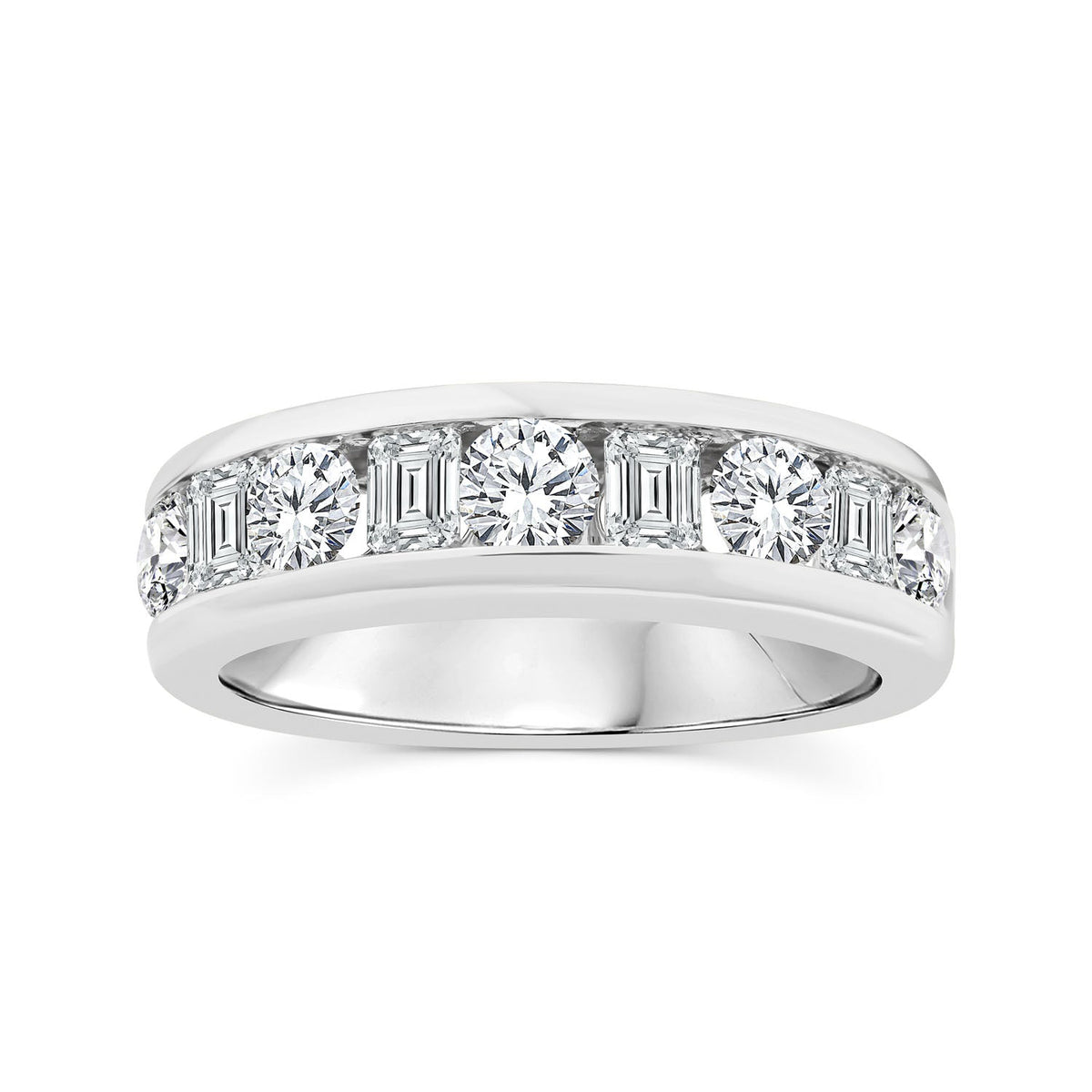 1.50ct Emerald & Round Lab Grown Diamond Ring in 9K White Gold