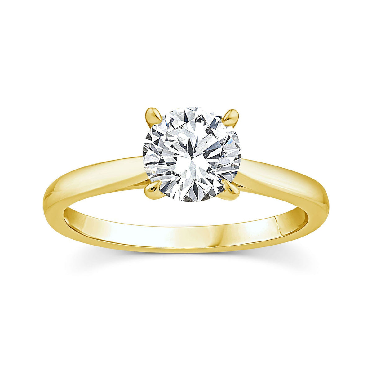 1.50ct Round Lab Grown Diamond 4 Claw Ring in 9K Yellow Gold