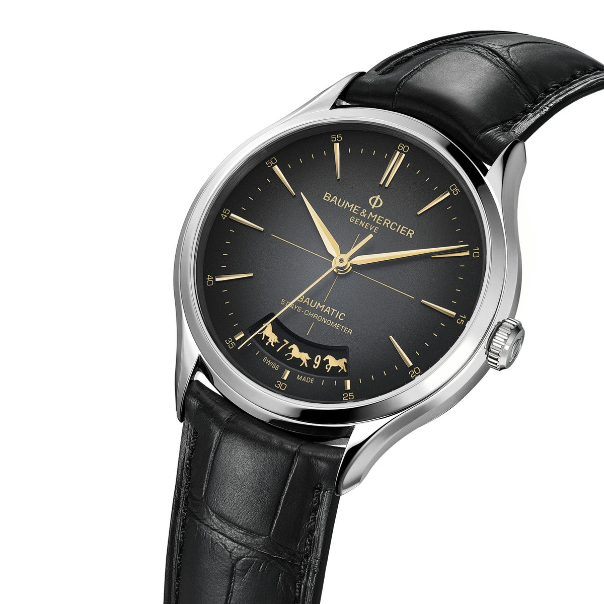 Baume & Mercier Clifton COSC 40mm Black Dial Leather Automatic Watch M0A10839 view 3