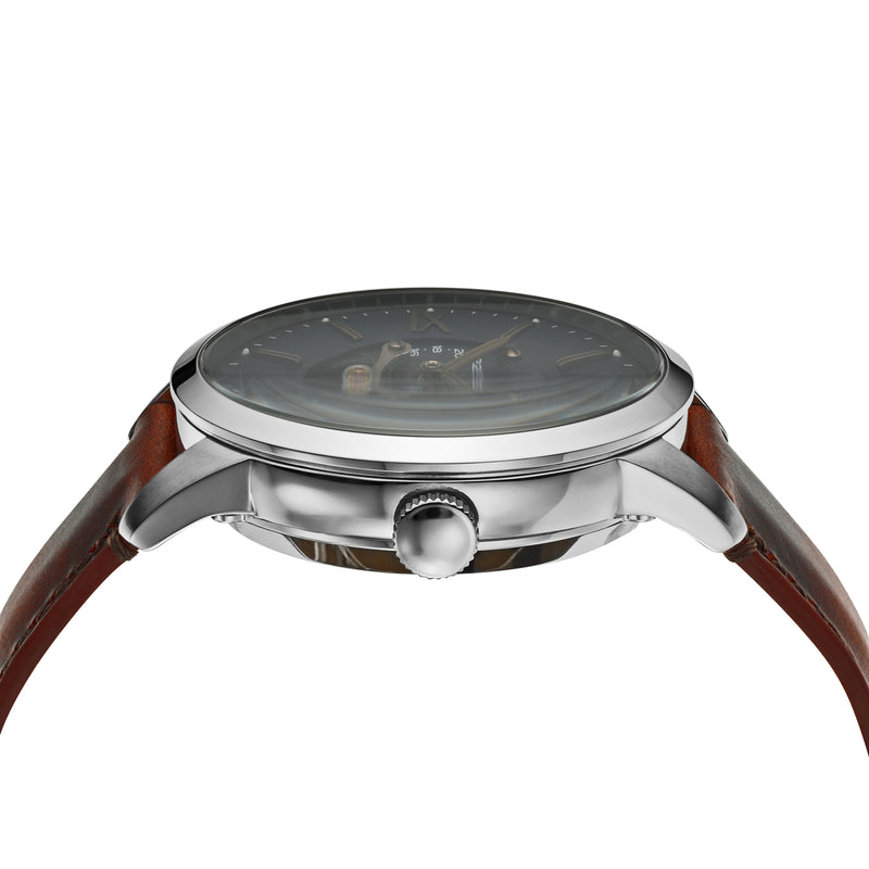 Fossil Townsman 机械表，蓝色表盘，棕色皮革表带，ME3110