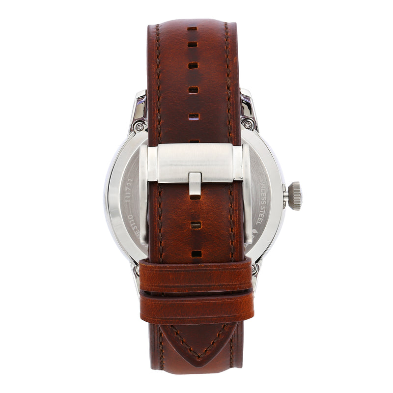 Fossil Townsman 机械表，蓝色表盘，棕色皮革表带，ME3110